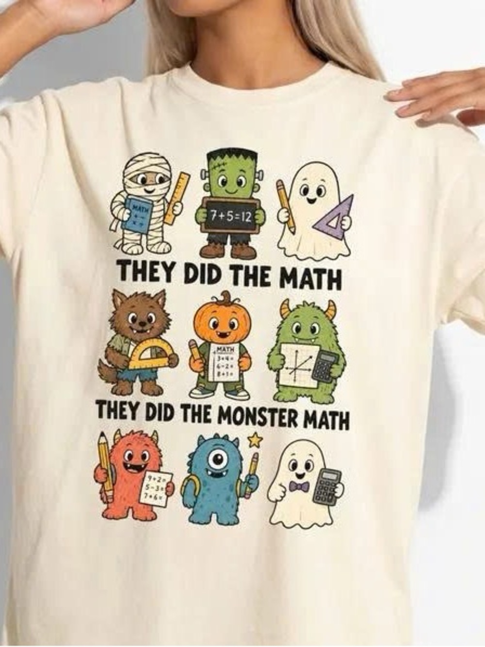 They Did The Monster Math Tee - Cream